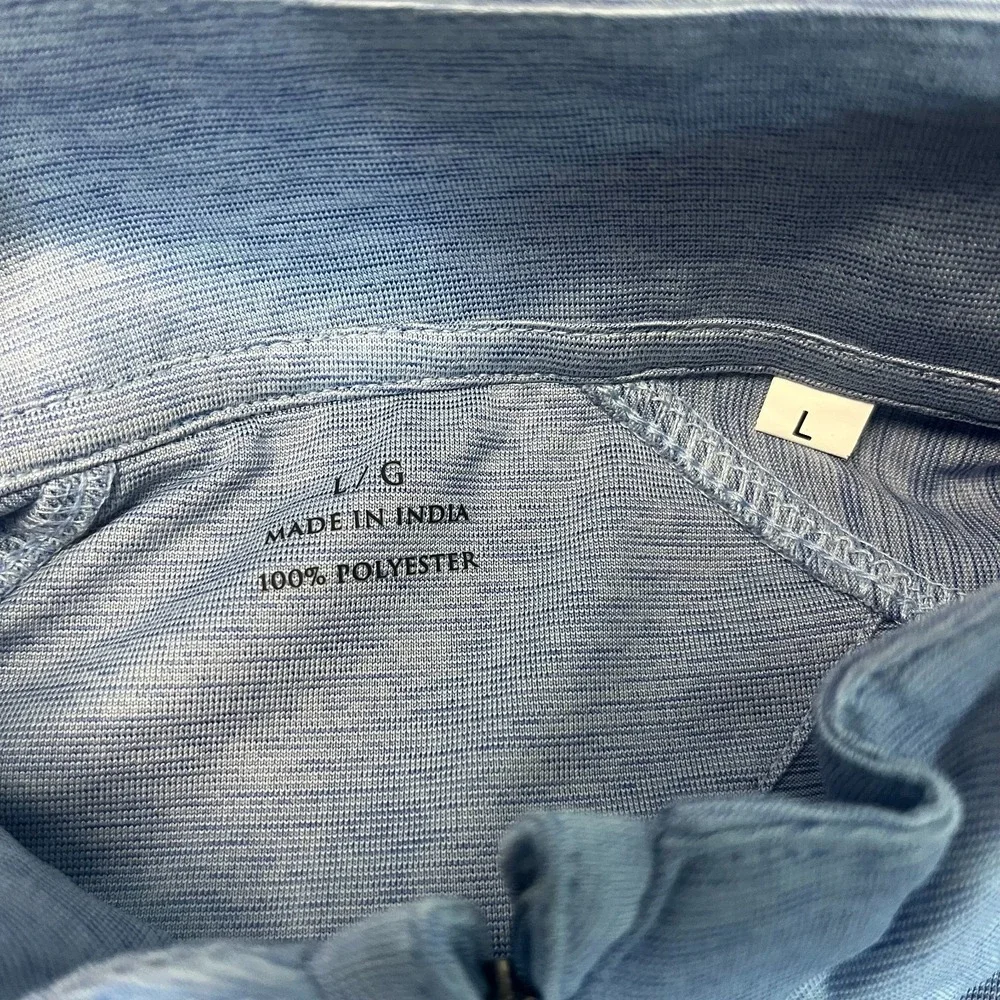 Unbranded Mens Size Large 1/4 Zip Pullover Blue Golf‎ Logo Stretch Mock Neck